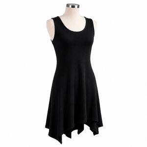 Sun Kim Black Lagenlook Dress Sleeveless A-Line Tunic Stretch Jersey Artwear XS